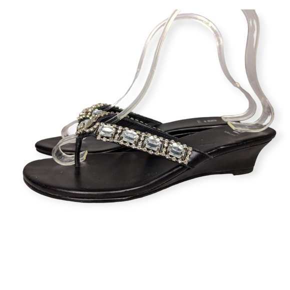 Bakers Rhinestone Black Leather Sandals Size 6M - Picture 4 of 11